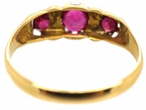 Edwardian 18ct Gold, Three Stone Ruby & Diamond Ring