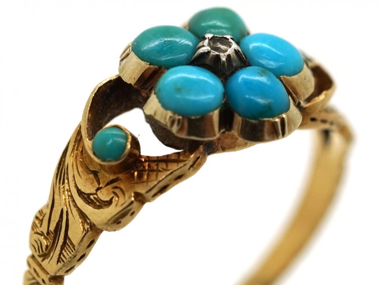 Regency 15ct Gold & Turquoise Forget Me Not Ring