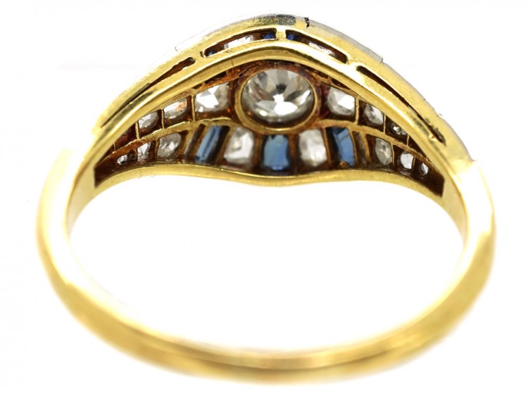 French Art Deco Sapphire & Diamond Ring