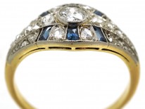 French Art Deco Sapphire & Diamond Ring