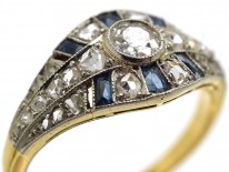 French Art Deco Sapphire & Diamond Ring