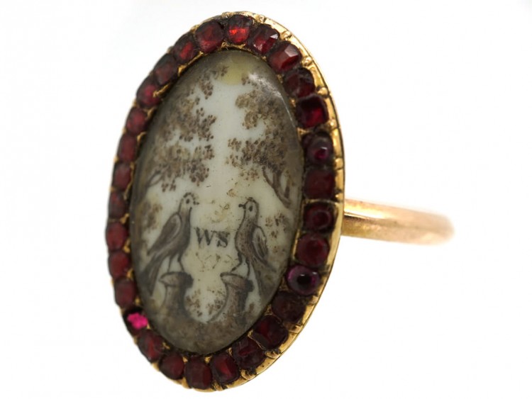 Georgian Gold Memorial Ring With Two Doves