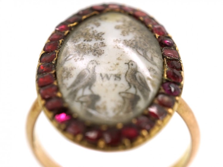 Georgian Gold Memorial Ring With Two Doves