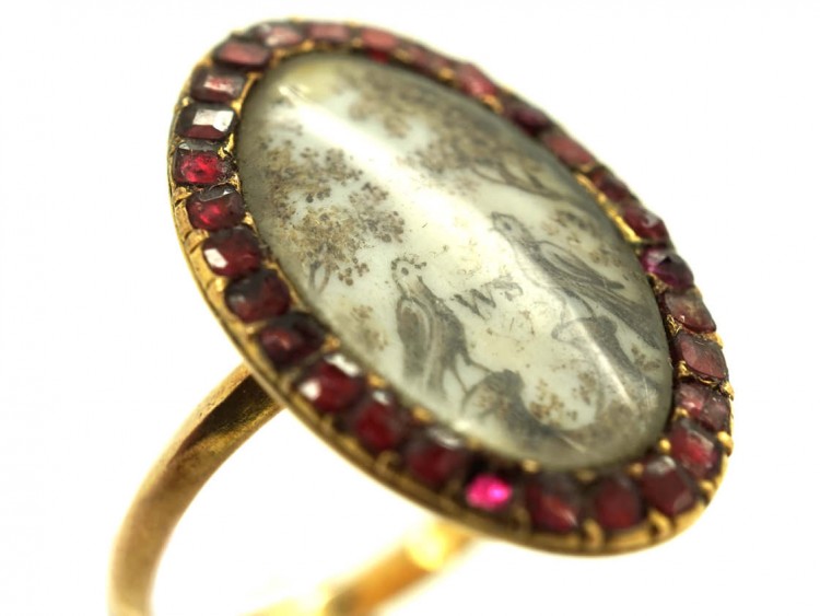 Georgian Gold Memorial Ring With Two Doves