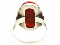 Art Deco Silver, Carnelian & Marcasite Ring