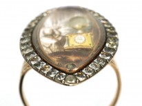 Georgian Navette Shaped Mourning Ring with Lady & Urn
