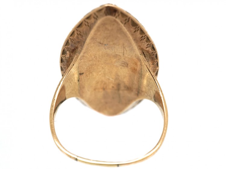 Georgian Navette Shaped Mourning Ring with Lady & Urn