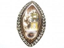 Georgian Navette Shaped Mourning Ring with Lady & Urn