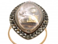 Georgian Navette Shaped Mourning Ring with Lady & Urn