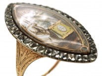 Georgian Navette Shaped Mourning Ring with Lady & Urn