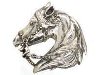 Silver & Marcasite Horse Head Brooch