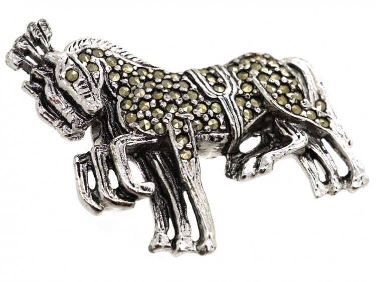 Silver & Marcasite Three Circus Horse's Brooch