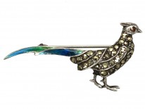 Silver, Enamel & Marcasite Pheasant Brooch