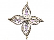 Large Silver, Amethyst & Marcasite Brooch