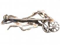 Silver & Marcasite Trotting Horse & Carriage Brooch