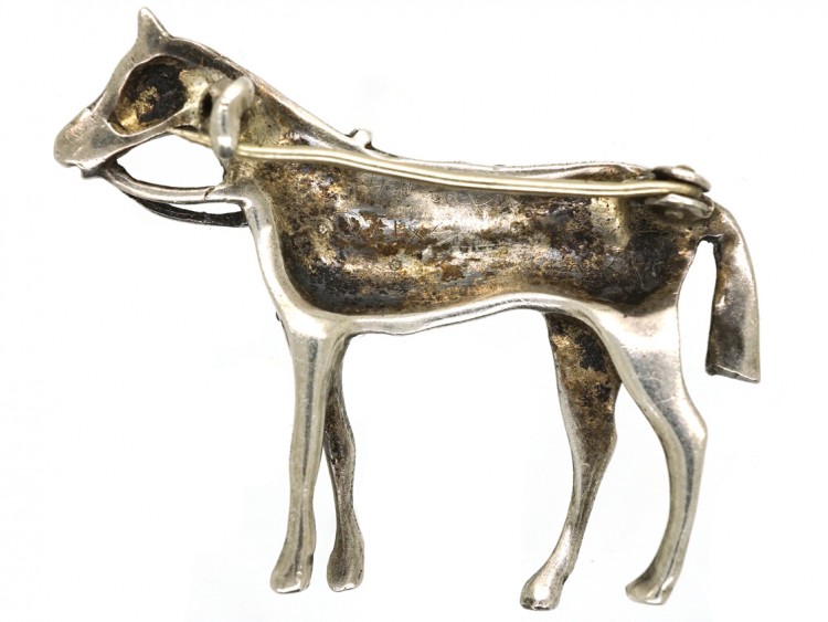 Silver & Marcasite Racehorse Brooch