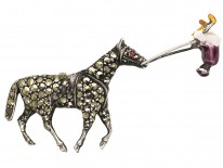 Silver & Marcasite Racehorse & Jockey Brooch