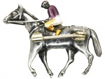 Silver & Marcasite Racehorse & Jockey Brooch