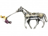 Silver & Marcasite Racehorse & Jockey Brooch