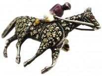 Silver & Marcasite Racehorse & Jockey Brooch