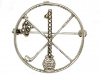 Silver & Marcasite Round Golfing Brooch