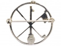 Silver & Marcasite Round Golfing Brooch