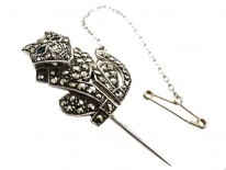 Silver, Marcasite & Paste Leopard Tie Pin