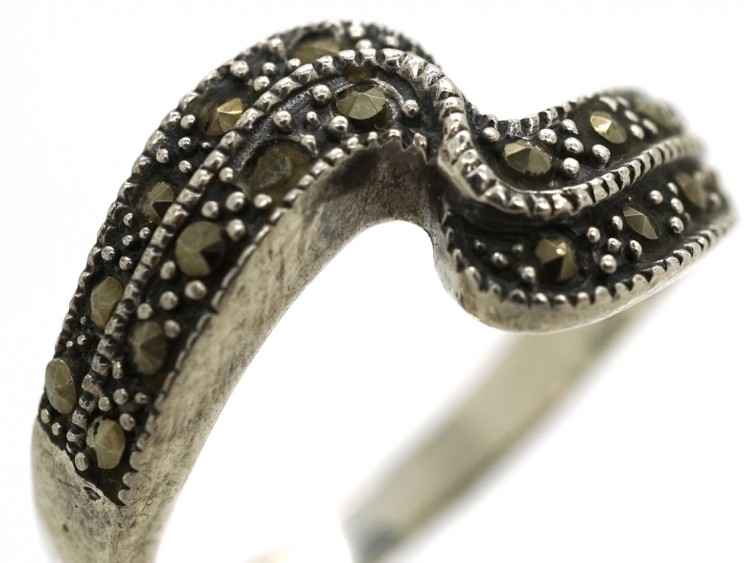Silver & Marcasite Wave Design Ring