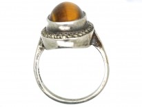 Silver, Marcasite & Tiger's Eye Oval Ring