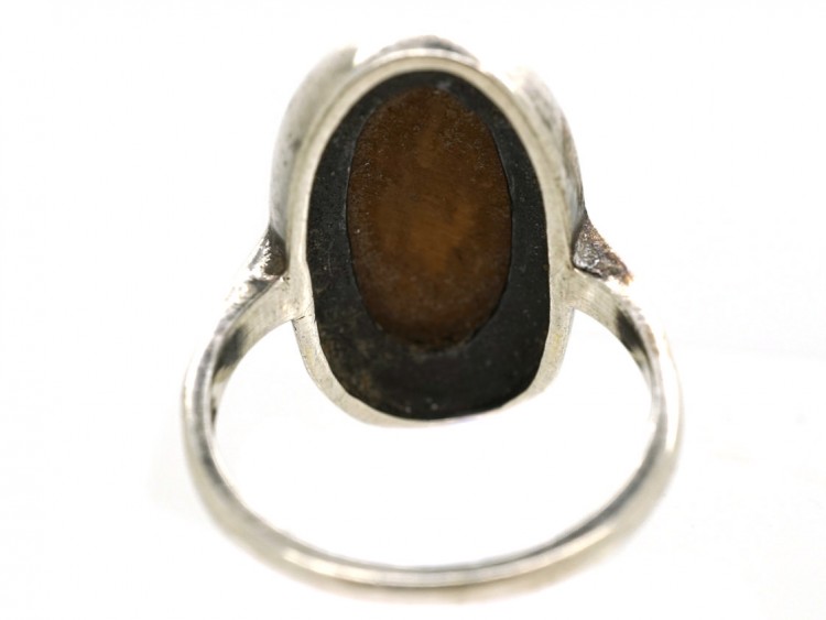 Silver, Marcasite & Tiger's Eye Oval Ring