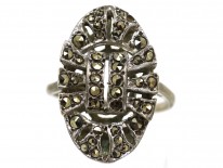 Art Deco Silver & Marcasite Oval Ring