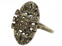 Art Deco Silver & Marcasite Oval Ring