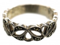 Silver & Marcasite Half Eternity Openwork Ring