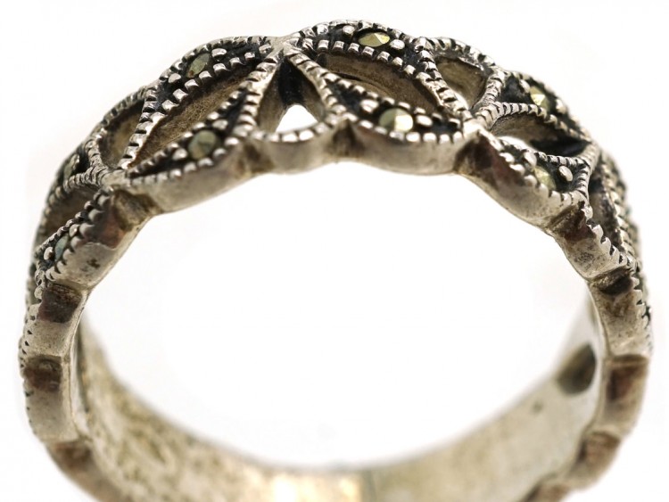 Silver & Marcasite Half Eternity Openwork Ring