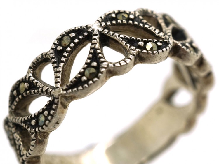 Silver & Marcasite Half Eternity Openwork Ring