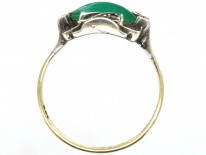 Art Deco Silver, Gold, Marcasite & Chalcedony Ring