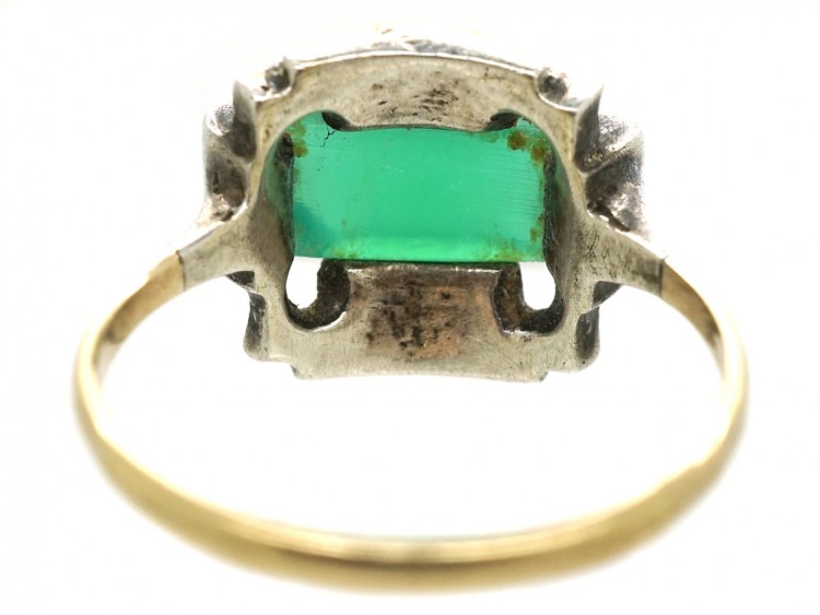 Art Deco Silver, Gold, Marcasite & Chalcedony Ring