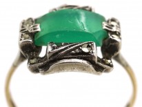 Art Deco Silver, Gold, Marcasite & Chalcedony Ring