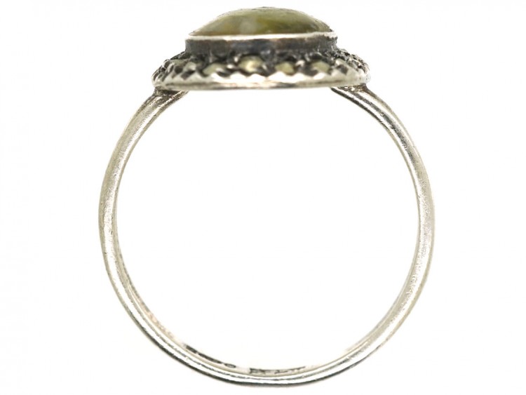 Silver, Connemara Marble & Marcasite Ring