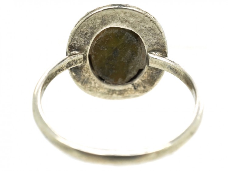 Silver, Connemara Marble & Marcasite Ring
