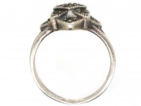 Art Deco Silver & Marcasite Diamond Shaped Ring
