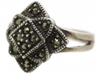 Art Deco Silver & Marcasite Diamond Shaped Ring