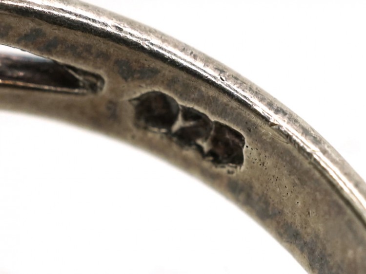 Art Deco Silver & Marcasite Diamond Shaped Ring