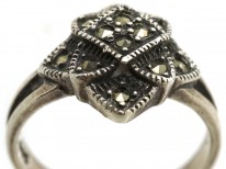 Art Deco Silver & Marcasite Diamond Shaped Ring