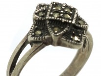 Art Deco Silver & Marcasite Diamond Shaped Ring