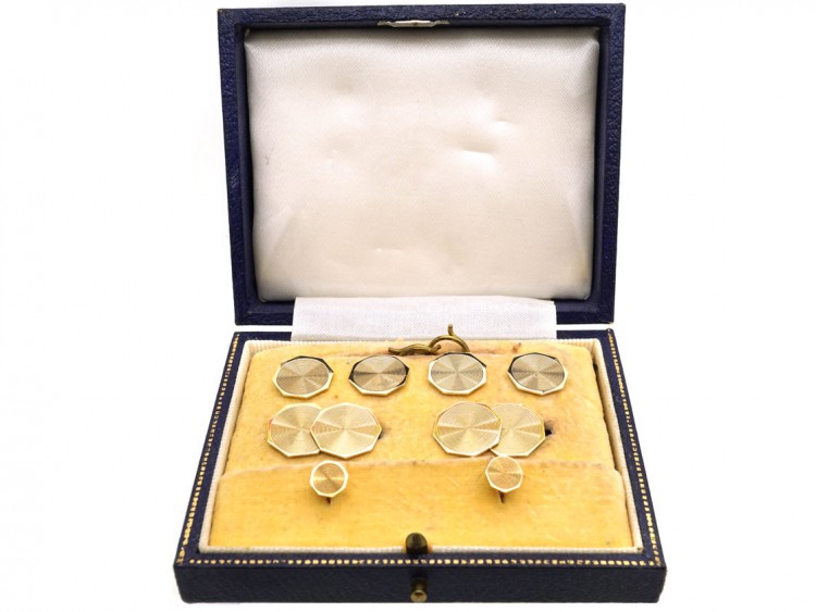 Art Deco 9ct Gold Dress Set In Original Case