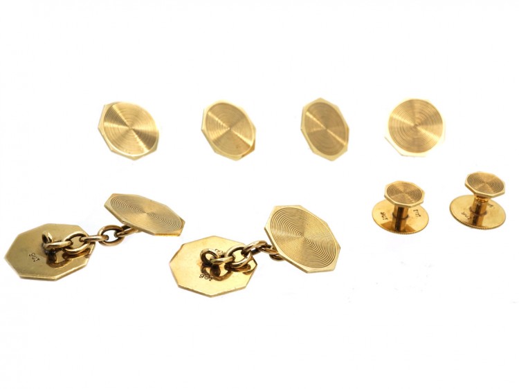Art Deco 9ct Gold Dress Set In Original Case
