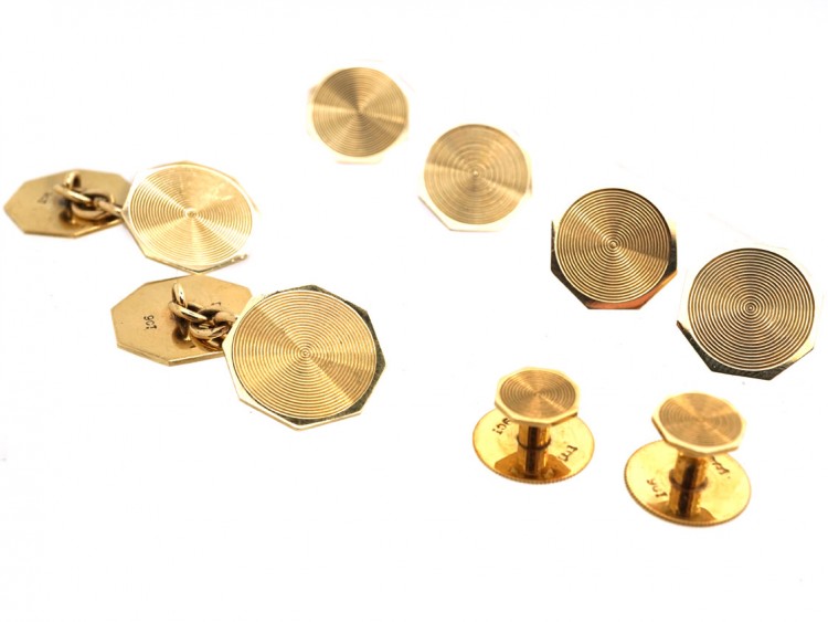 Art Deco 9ct Gold Dress Set In Original Case