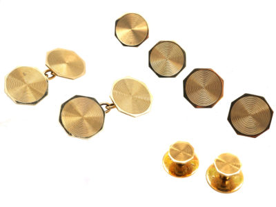 Art Deco 9ct Gold Dress Set In Original Case