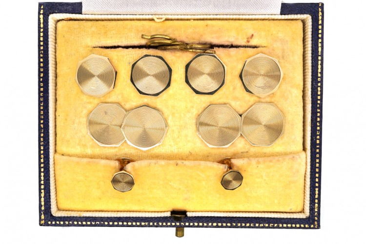 Art Deco 9ct Gold Dress Set In Original Case